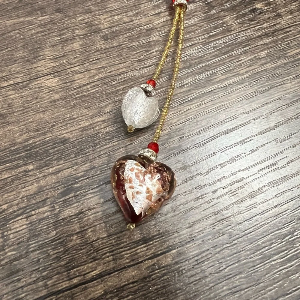 Elegant Gold and Red Heart Pendant Necklace